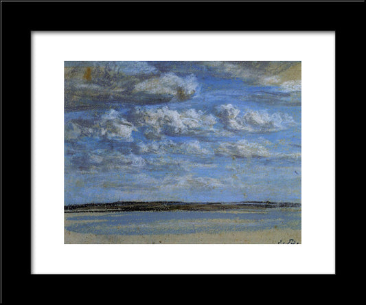 White Clouds, Blue Sky 20x24 Black Modern Wood Framed Art Print Poster by Boudin, Eugene