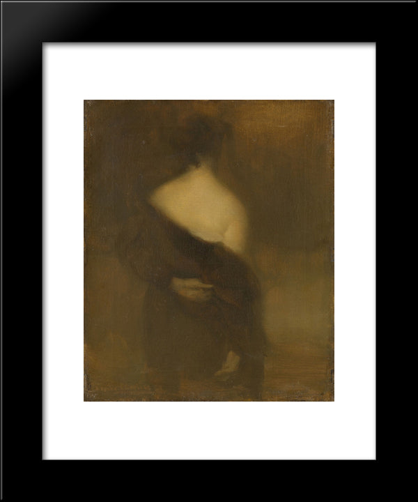 Femme De Dos, Se Deshabillant 20x24 Black Modern Wood Framed Art Print Poster by Carriere, Eugene