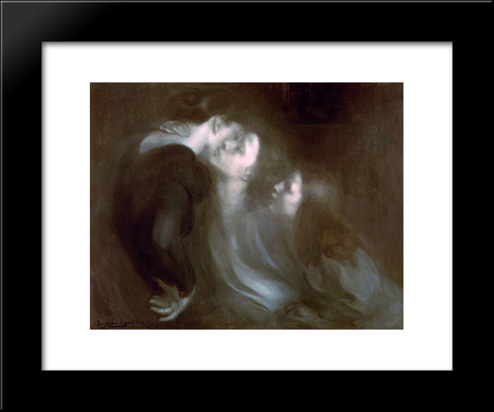 Her Mother'S Kiss 20x24 Black Modern Wood Framed Art Print Poster by Carriere, Eugene