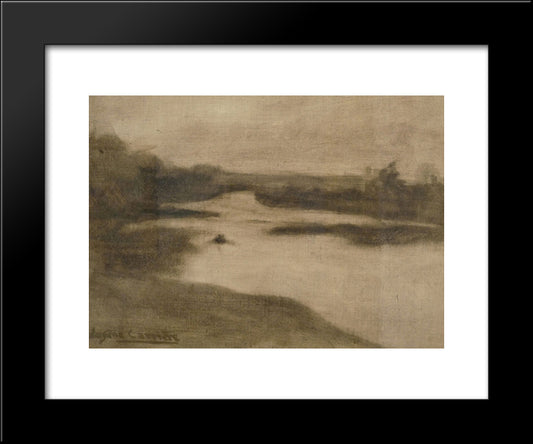 Paysage Avec Large Riviere 20x24 Black Modern Wood Framed Art Print Poster by Carriere, Eugene