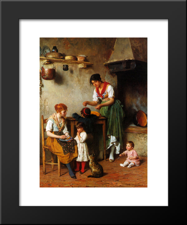 A Helping Hand 20x24 Black Modern Wood Framed Art Print Poster by Blaas, Eugene de