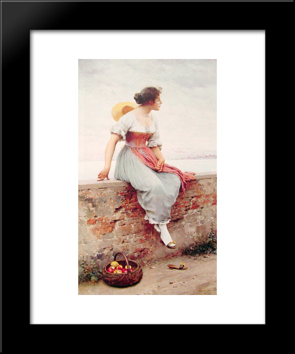 A Pensive Moment 20x24 Black Modern Wood Framed Art Print Poster by Blaas, Eugene de