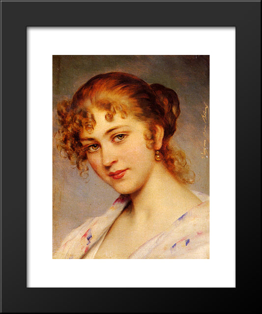 A Portrait Of A Young Lady 20x24 Black Modern Wood Framed Art Print Poster by Blaas, Eugene de