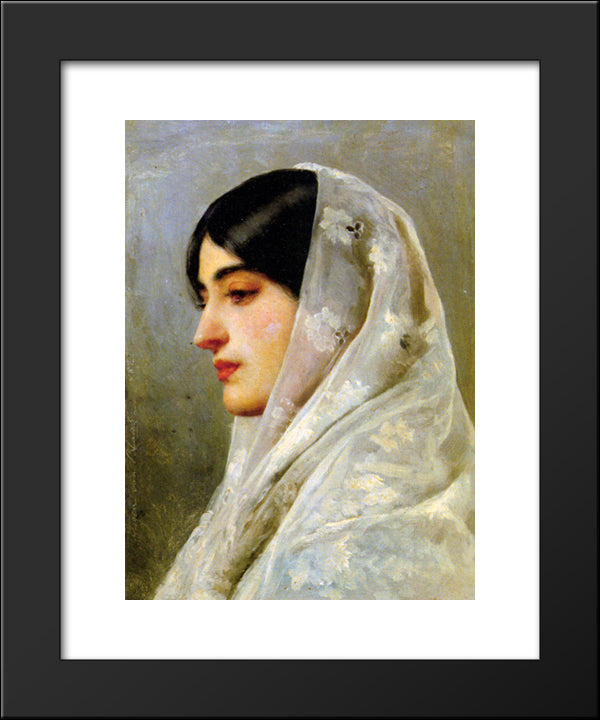 A Young Beauty 20x24 Black Modern Wood Framed Art Print Poster by Blaas, Eugene de