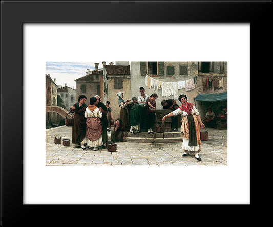 At The Well 20x24 Black Modern Wood Framed Art Print Poster by Blaas, Eugene de