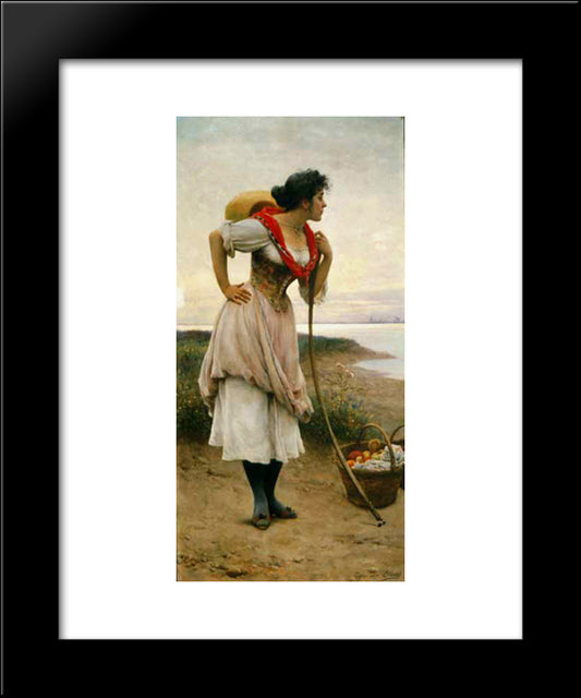 Fruit Vendor 20x24 Black Modern Wood Framed Art Print Poster by Blaas, Eugene de