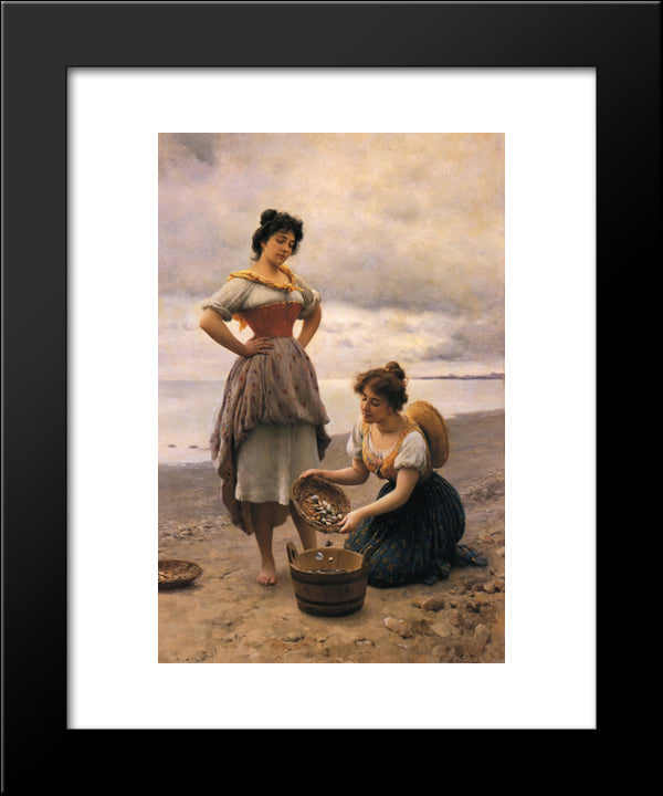 Gethering Shells 20x24 Black Modern Wood Framed Art Print Poster by Blaas, Eugene de