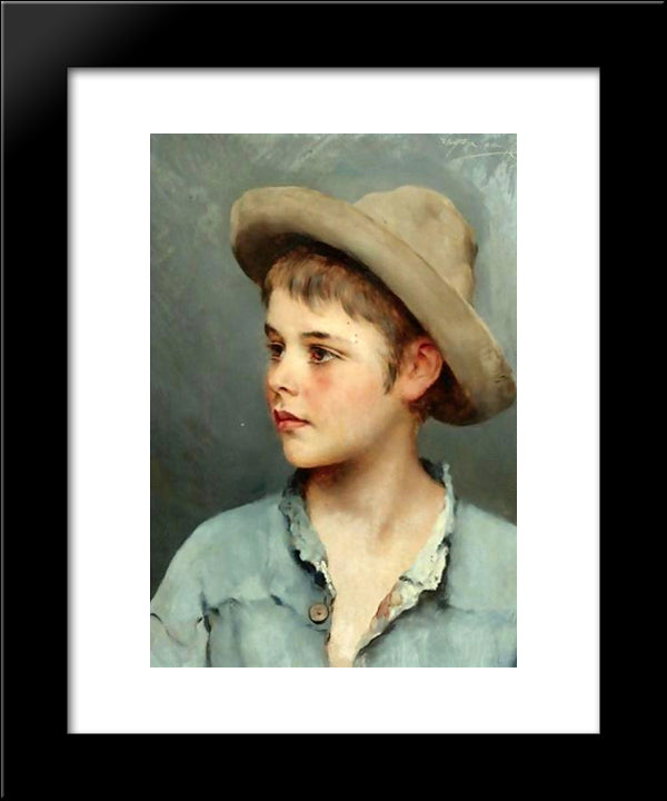 His New Hat 20x24 Black Modern Wood Framed Art Print Poster by Blaas, Eugene de