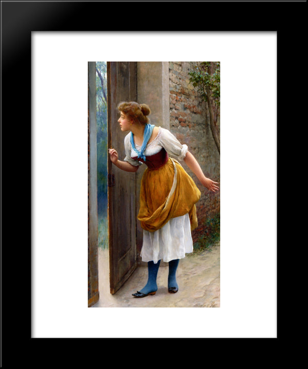 The Eavesdropper 20x24 Black Modern Wood Framed Art Print Poster by Blaas, Eugene de