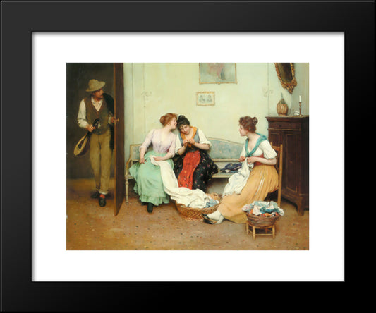 The Friendly Gossips 20x24 Black Modern Wood Framed Art Print Poster by Blaas, Eugene de