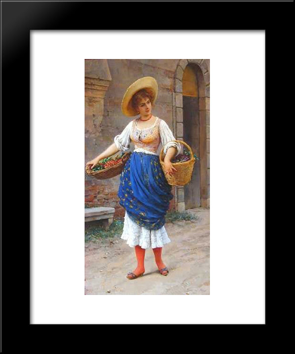 The Fruit Seller 20x24 Black Modern Wood Framed Art Print Poster by Blaas, Eugene de