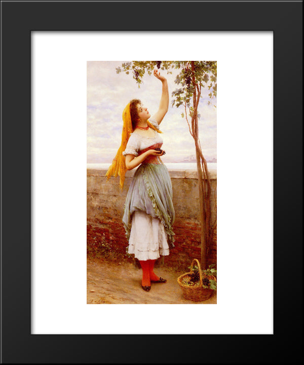 The Grape Picker 20x24 Black Modern Wood Framed Art Print Poster by Blaas, Eugene de