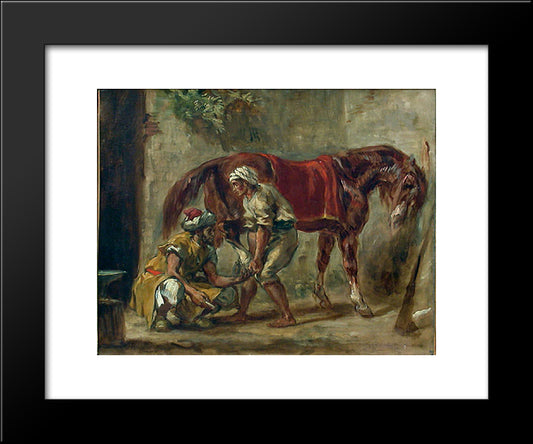 A Blacksmith 20x24 Black Modern Wood Framed Art Print Poster by Delacroix, Eugene