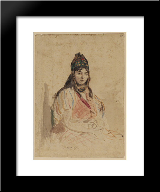 A North African Jewess 20x24 Black Modern Wood Framed Art Print Poster by Delacroix, Eugene