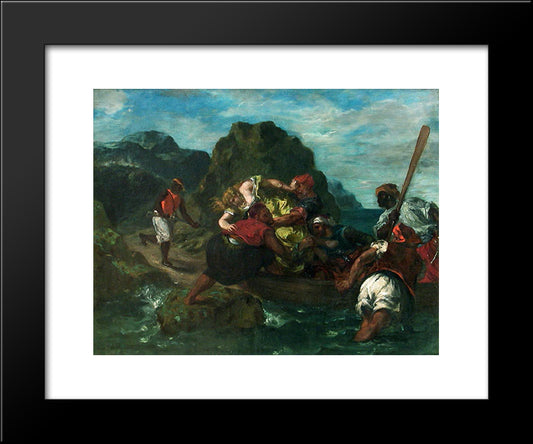 African Pirates Abducting A Young Woman 20x24 Black Modern Wood Framed Art Print Poster by Delacroix, Eugene