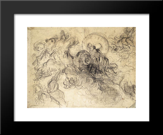 Apollo Slays Python 20x24 Black Modern Wood Framed Art Print Poster by Delacroix, Eugene