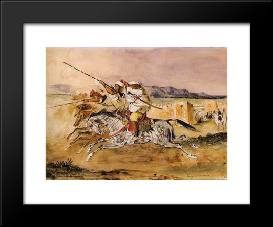Arab Fantasia 20x24 Black Modern Wood Framed Art Print Poster by Delacroix, Eugene