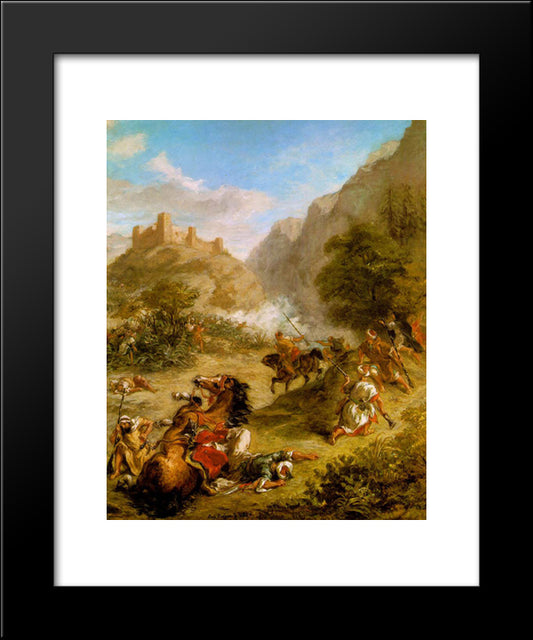Arabs Skirmishing In The Mountains 20x24 Black Modern Wood Framed Art Print Poster by Delacroix, Eugene