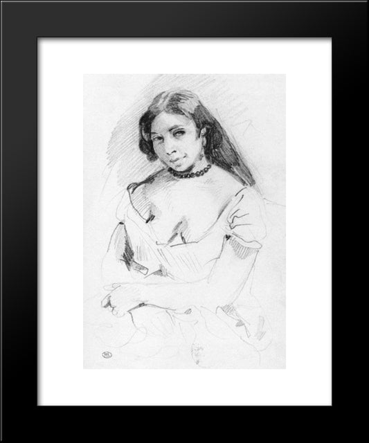 Aspasia 20x24 Black Modern Wood Framed Art Print Poster by Delacroix, Eugene