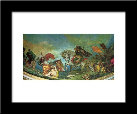 Attila And His Hordes Overrun Italy And The Arts 20x24 Black Modern Wood Framed Art Print Poster by Delacroix, Eugene