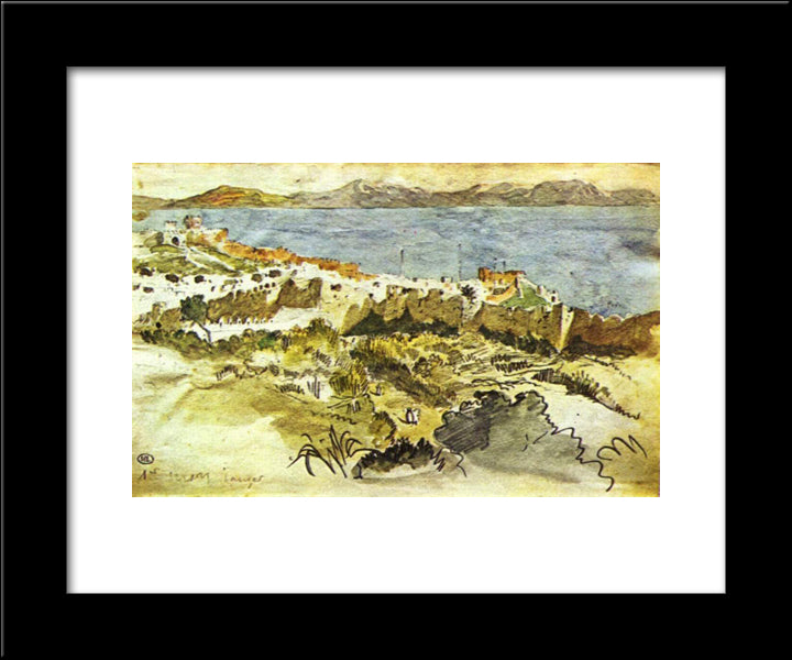 Bay Of Tangier In Morocco 20x24 Black Modern Wood Framed Art Print Poster by Delacroix, Eugene