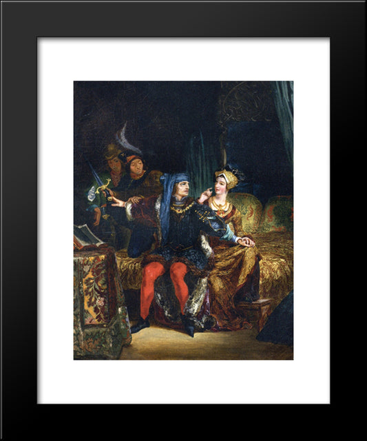 Charles Vi And Odette De Champdivers 20x24 Black Modern Wood Framed Art Print Poster by Delacroix, Eugene