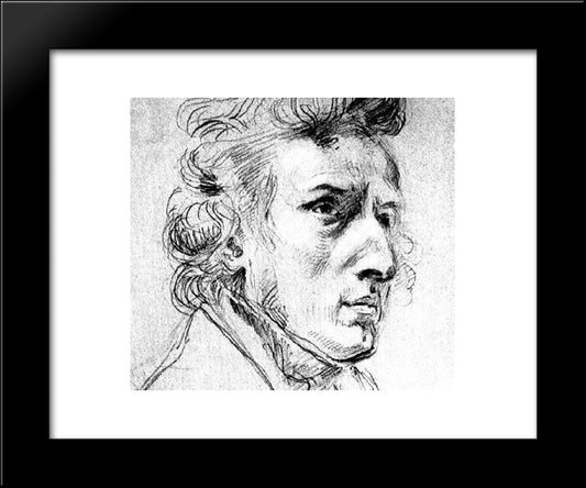 Chopin 20x24 Black Modern Wood Framed Art Print Poster by Delacroix, Eugene