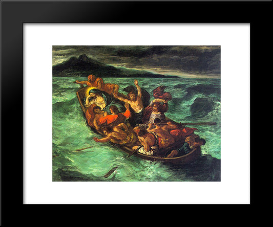 Christ On The Lake Of Gennezaret 20x24 Black Modern Wood Framed Art Print Poster by Delacroix, Eugene