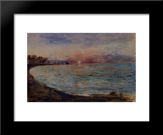 Cliffs Near Dieppe 20x24 Black Modern Wood Framed Art Print Poster by Delacroix, Eugene