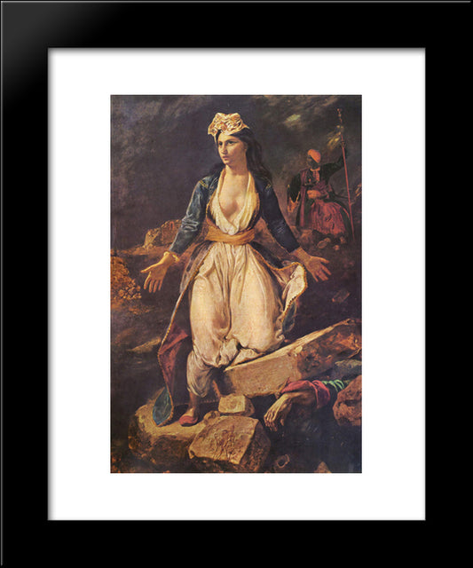 Greece Expiring On The Ruins Of Missolonghi 20x24 Black Modern Wood Framed Art Print Poster by Delacroix, Eugene