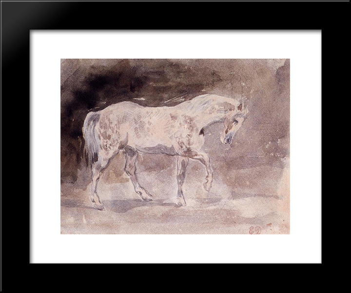 Horse 20x24 Black Modern Wood Framed Art Print Poster by Delacroix, Eugene