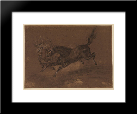 Horses Running 20x24 Black Modern Wood Framed Art Print Poster by Delacroix, Eugene