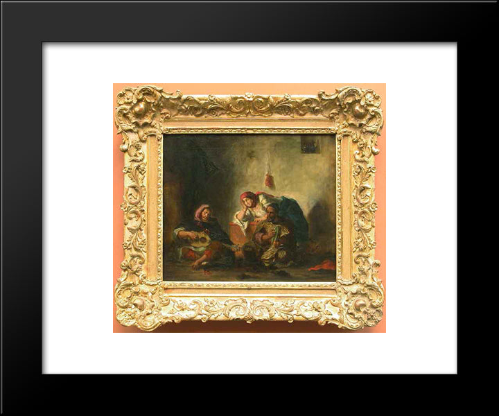 Jewish Musicians In Morocco 20x24 Black Modern Wood Framed Art Print Poster by Delacroix, Eugene