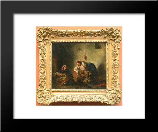 Jewish Musicians In Morocco 20x24 Black Modern Wood Framed Art Print Poster by Delacroix, Eugene