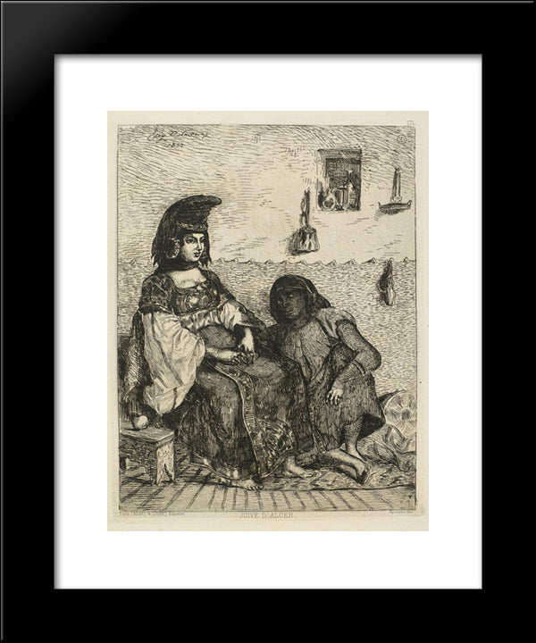 Jewish Woman Of Algiers 20x24 Black Modern Wood Framed Art Print Poster by Delacroix, Eugene