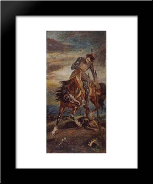 King Rodrigo 20x24 Black Modern Wood Framed Art Print Poster by Delacroix, Eugene