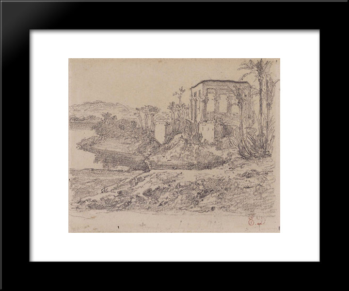 Kiosk Of Trajan At Philae 20x24 Black Modern Wood Framed Art Print Poster by Delacroix, Eugene