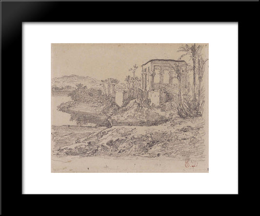 Kiosk Of Trajan At Philae 20x24 Black Modern Wood Framed Art Print Poster by Delacroix, Eugene