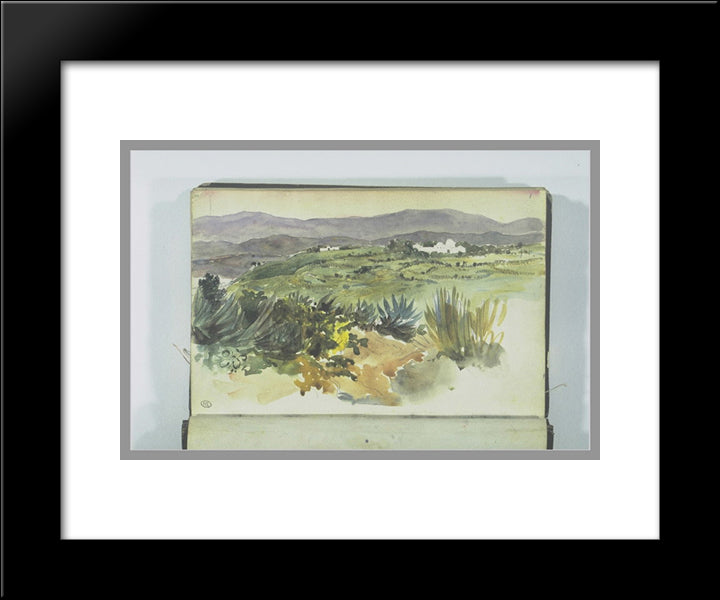 Landscape Near Tangier 20x24 Black Modern Wood Framed Art Print Poster by Delacroix, Eugene