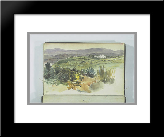 Landscape Near Tangier 20x24 Black Modern Wood Framed Art Print Poster by Delacroix, Eugene