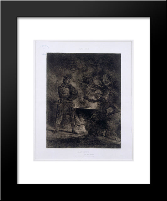 Macbeth And The Witches 20x24 Black Modern Wood Framed Art Print Poster by Delacroix, Eugene