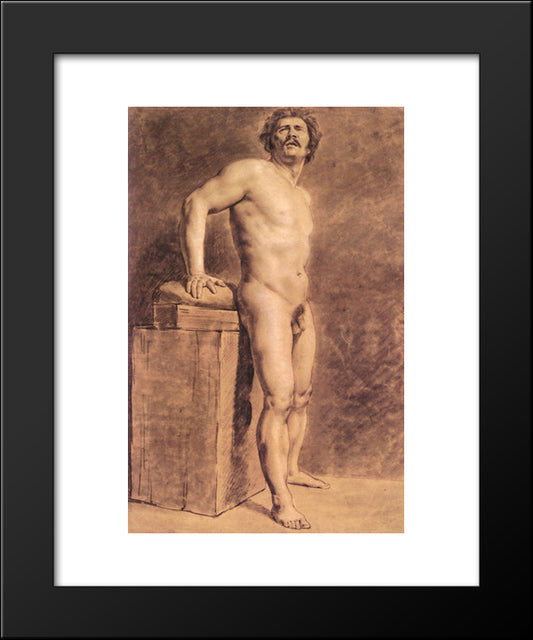 Male Academy Figure 20x24 Black Modern Wood Framed Art Print Poster by Delacroix, Eugene