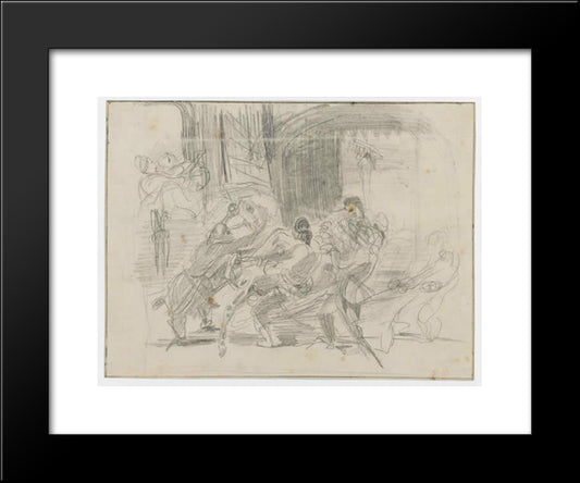 Mazeppa Tied Behind Him On A Wild Horse 20x24 Black Modern Wood Framed Art Print Poster by Delacroix, Eugene