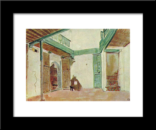 Moroccan Courtyard 20x24 Black Modern Wood Framed Art Print Poster by Delacroix, Eugene