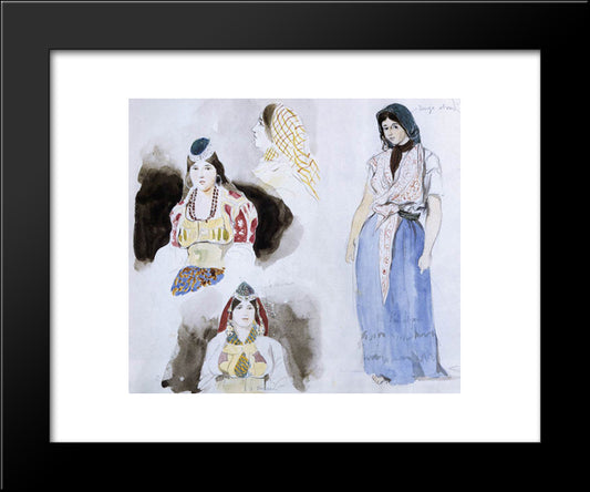 Moroccan Women 20x24 Black Modern Wood Framed Art Print Poster by Delacroix, Eugene