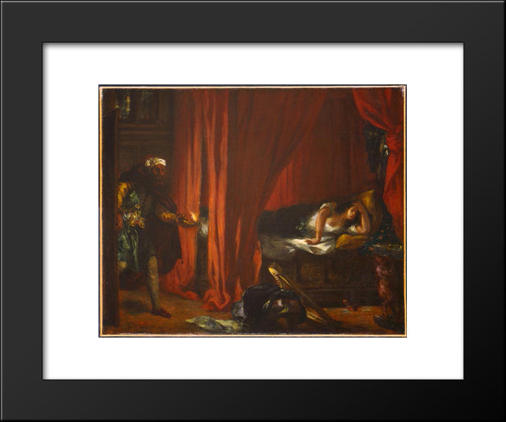 Othello And Desdemona 20x24 Black Modern Wood Framed Art Print Poster by Delacroix, Eugene