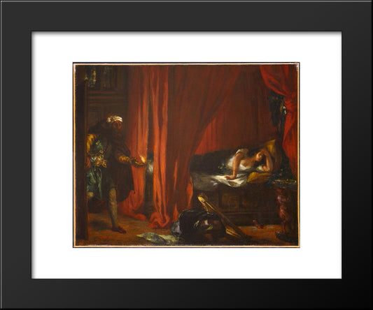 Othello And Desdemona 20x24 Black Modern Wood Framed Art Print Poster by Delacroix, Eugene