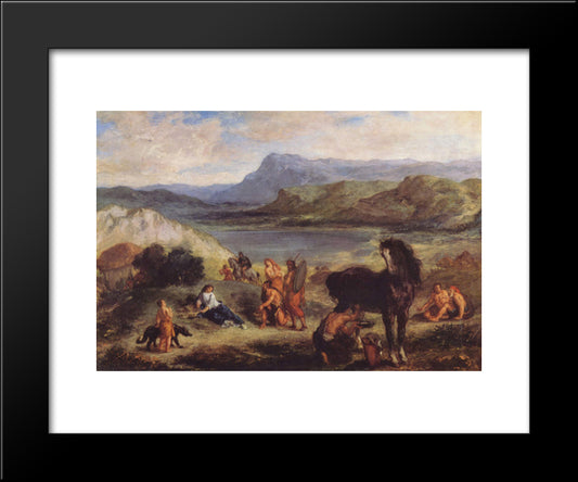 Ovid Among The Scythians 20x24 Black Modern Wood Framed Art Print Poster by Delacroix, Eugene