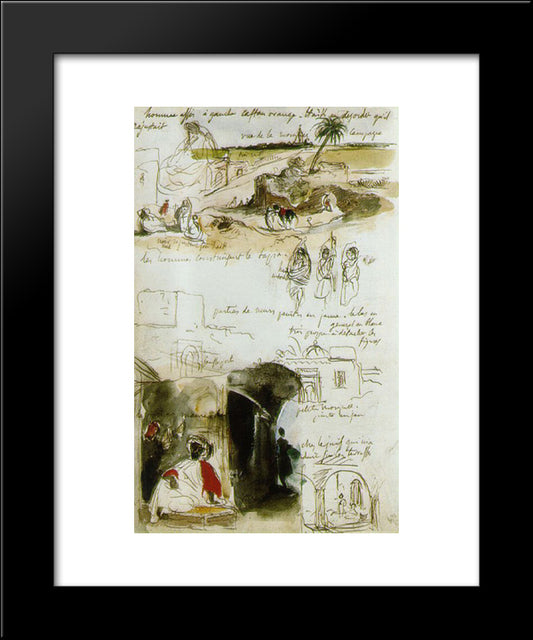 Page From The Moroccan Notebook 20x24 Black Modern Wood Framed Art Print Poster by Delacroix, Eugene