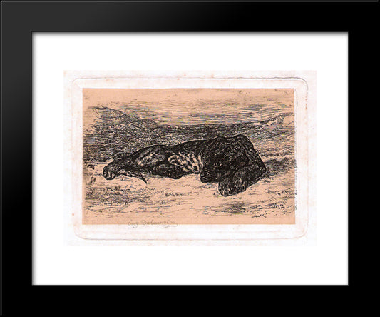 Panther 20x24 Black Modern Wood Framed Art Print Poster by Delacroix, Eugene